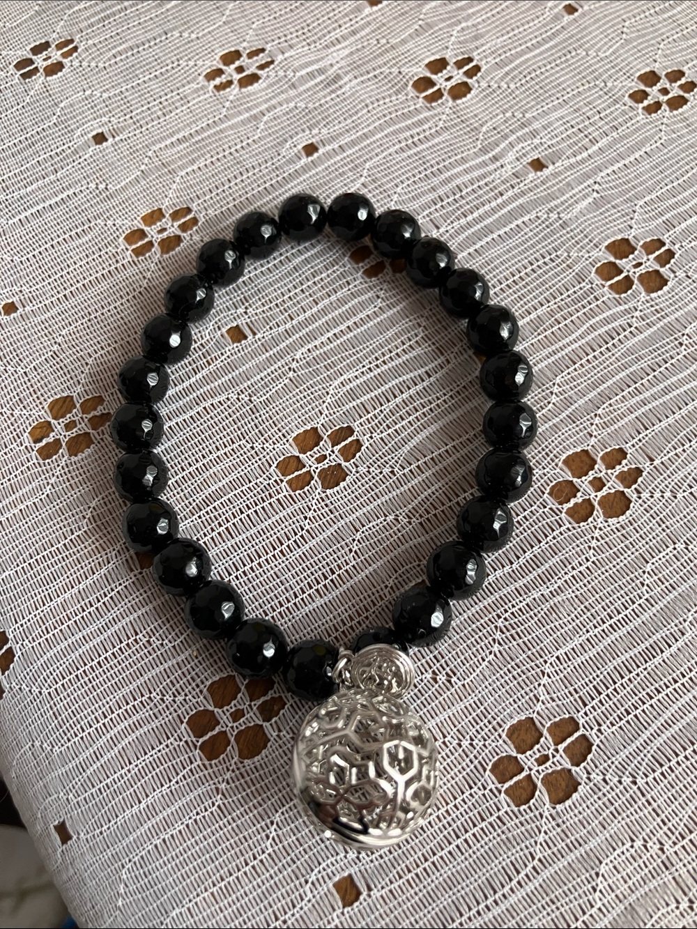 Origami Owl Black Beaded Bracelet with Silver Locket Charm